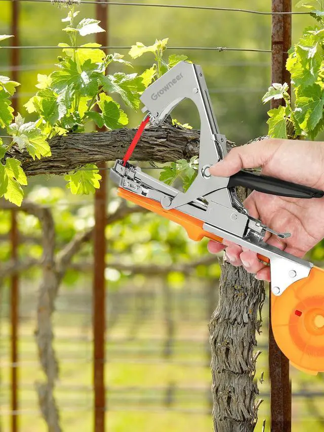 Alt view image 6 of 7 - GROWNEER Plant Tying Machine Plant Tapener, Garden Tape Tool with 15 Rolls Tapes and 10000pcs Staples, Plant Tape Gun Tying Tape Tool to Tie Up Vine Tomatoes Grapes Vegetables Garden, Green