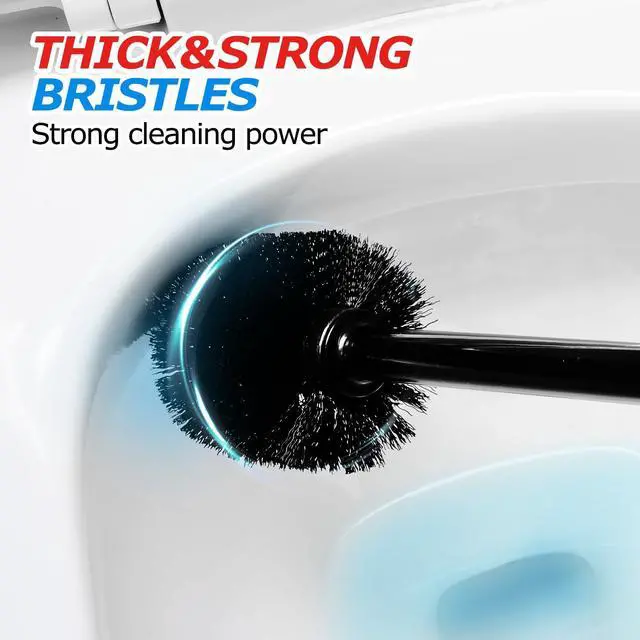 Alt view image 5 of 6 - FORASTO 2Pack 2 in 1 Toilet Brush and Plunger Set, Extended Handle Plunger,Toilet Bowl Brush Plunger Set,Bathroom Cleaning Tools,Toilet Brush Plunger Combo,Cleaning SuppliesBright Black(19.9inch)