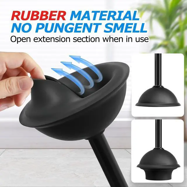 Alt view image 3 of 6 - FORASTO 2Pack 2 in 1 Toilet Brush and Plunger Set, Extended Handle Plunger,Toilet Bowl Brush Plunger Set,Bathroom Cleaning Tools,Toilet Brush Plunger Combo,Cleaning SuppliesBright Black(19.9inch)