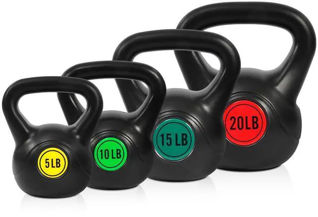 Main image of Fitvids Kettlebell Sets 4 Piece Strength Training KettleBells Weight Set 5lb, 10lb, 15lb, 20lb Kettle Bell