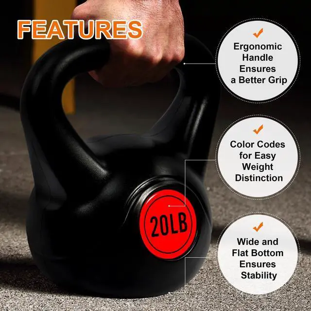 Alt view image 3 of 7 - Fitvids Kettlebell Sets 4 Piece Strength Training KettleBells Weight Set 5lb, 10lb, 15lb, 20lb Kettle Bell