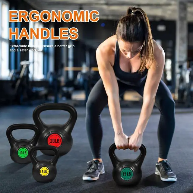 Alt view image 5 of 7 - Fitvids Kettlebell Sets 4 Piece Strength Training KettleBells Weight Set 5lb, 10lb, 15lb, 20lb Kettle Bell