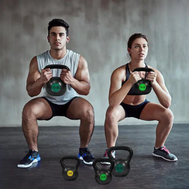Alt view image 7 of 7 - Fitvids Kettlebell Sets 4 Piece Strength Training KettleBells Weight Set 5lb, 10lb, 15lb, 20lb Kettle Bell