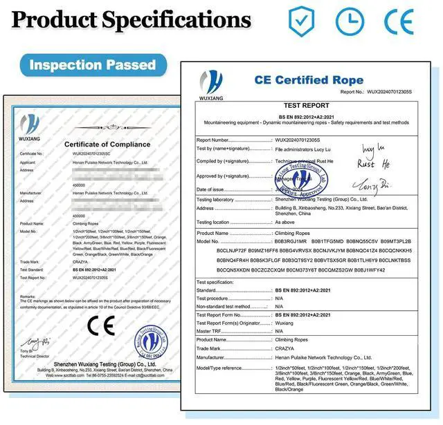 Alt view image 3 of 7 - CRAYZA Double Braided Arborist Rope (1/2 in x 100 ft) Climbing Rope High Strength Polyester Rope for Tree Work Rigging Pulling Swing Sailing, Blue