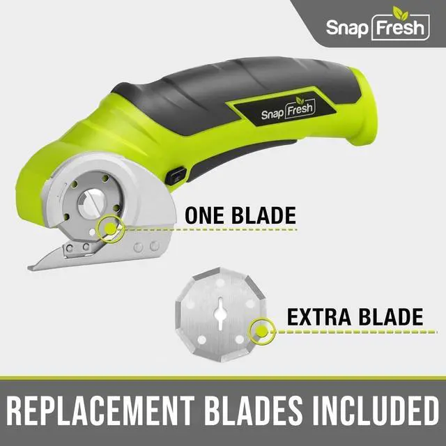 Alt view image 2 of 7 - SnapFresh Cordless Electric Scissors, 4V Electric Mini Box Cutter, Carpet & Cardboard Cutter Tool with a Replacement Blade/Charger, Rotary Cutter for Cardboard Packages Leather Plastic Green