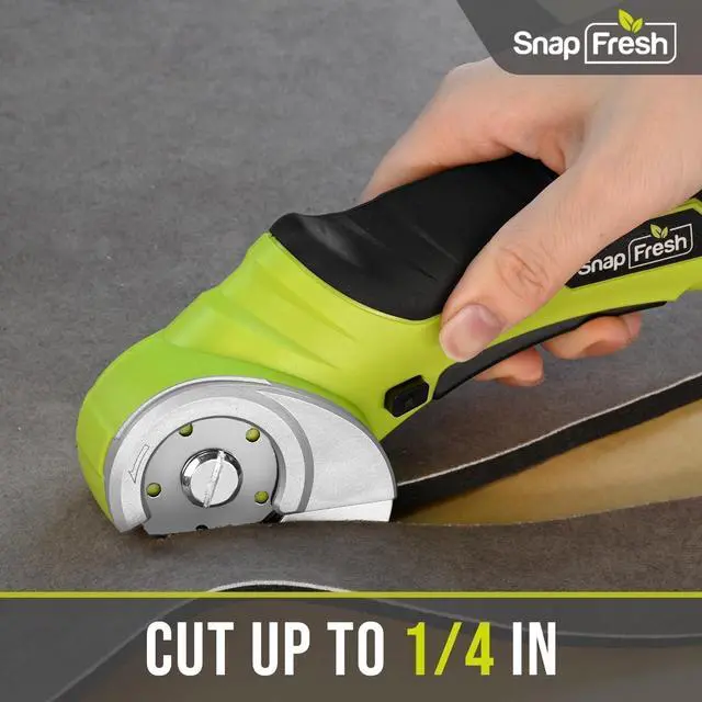 Alt view image 5 of 7 - SnapFresh Cordless Electric Scissors, 4V Electric Mini Box Cutter, Carpet & Cardboard Cutter Tool with a Replacement Blade/Charger, Rotary Cutter for Cardboard Packages Leather Plastic Green