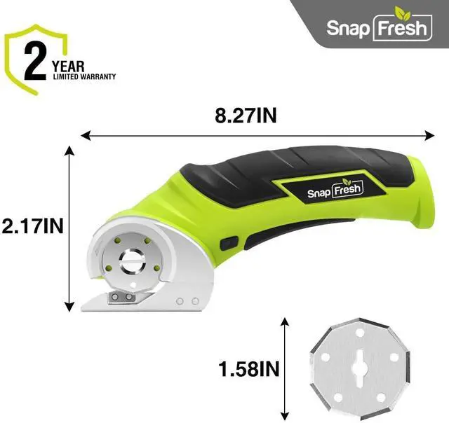 Alt view image 7 of 7 - SnapFresh Cordless Electric Scissors, 4V Electric Mini Box Cutter, Carpet & Cardboard Cutter Tool with a Replacement Blade/Charger, Rotary Cutter for Cardboard Packages Leather Plastic Green