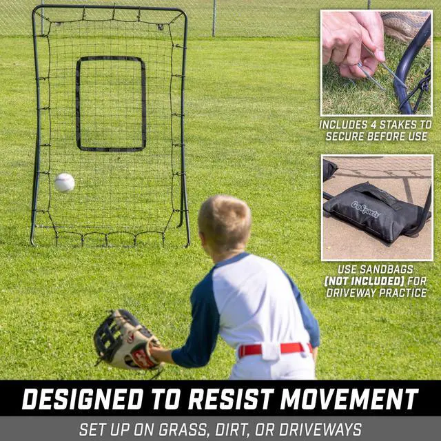 Alt view image 5 of 6 - GoSports 5 x 3 ft Baseball & Softball Pitching and Fielding Rebounder - Pitch Back Net with Strike Zone