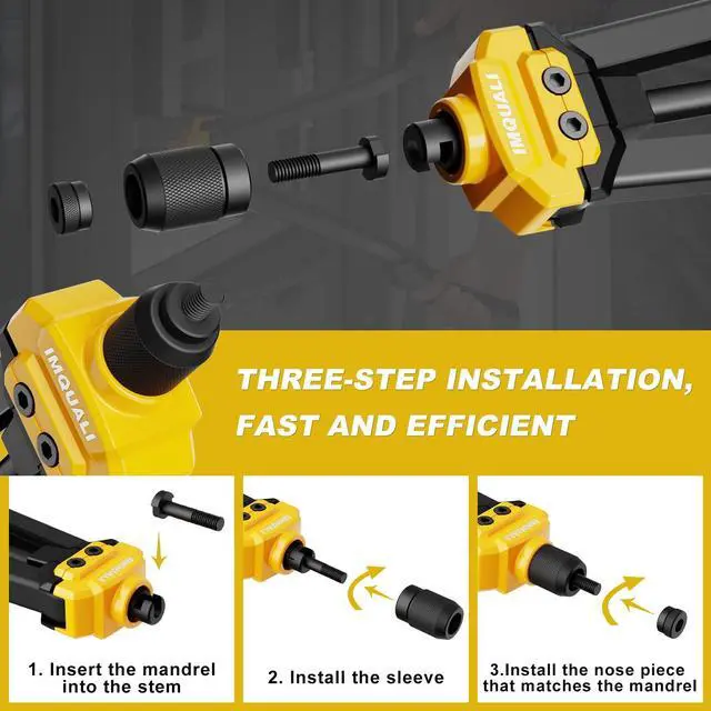 Alt view image 2 of 6 - IMQUALI Rivet Nut Tool Rivet Nut Kit, 16" Rivnut Tool Kit with 13 Metric & SAE Mandrels Rivet Nut Assortment Kit with 130 Rivet Nuts, Hand Riveters Nutsert Tool Kit with Durable Blow Molded Case