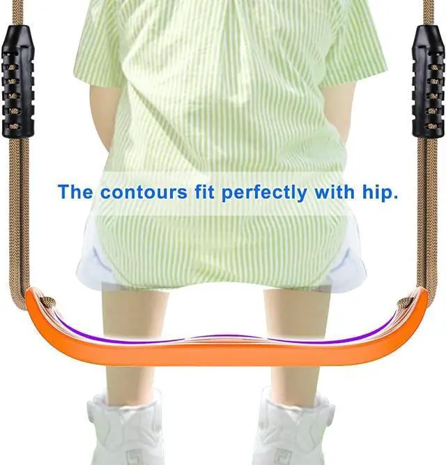 Alt view image 5 of 6 - BeneLabel Non-Slip Swing Seat with Adjustable Rope and Carabiners - Heavy Duty Playground Swing Set Accessories for Kids and Adults - 220LB Capacity - Orange