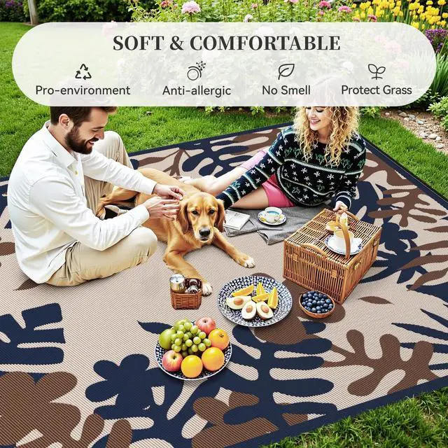Alt view image 4 of 7 - MontVoo Outdoor Rug Carpet Waterproof-Patio Rug Mat 6x9 Reversible Portable RV Camping Picnic Beach Mat Plastic Straw Rugs Outside Outdoor Area Rugs for Patio Deck Pool Deck Balcony Backyard