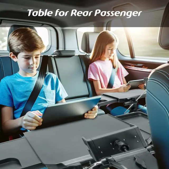 Alt view image 7 of 7 - Paffenery Large Car Steering Wheel Tray Back Seat Headrest Tray with Phone Holder, Steering Wheel Desk Food Table for Car Laptop Mount Steering Wheel for Large SUVs, Trucks & Vans