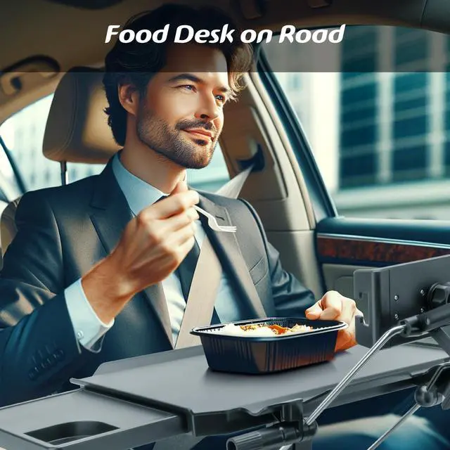 Alt view image 6 of 7 - Paffenery Large Car Steering Wheel Tray Back Seat Headrest Tray with Phone Holder, Steering Wheel Desk Food Table for Car Laptop Mount Steering Wheel for Large SUVs, Trucks & Vans