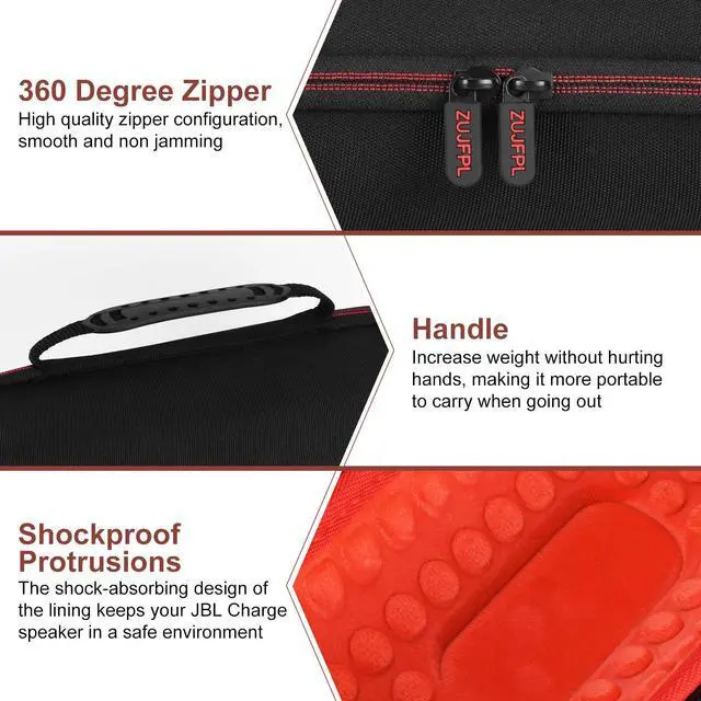 Alt view image 2 of 6 - ZUJFPL EVA Hard Case for JBL Charge 5 / Charge 4 Bluetooth Portable SpeakerFit for JBL Charge 4 / Charge 5 Premium Travel Protective Carrying Storage Bag(Red)