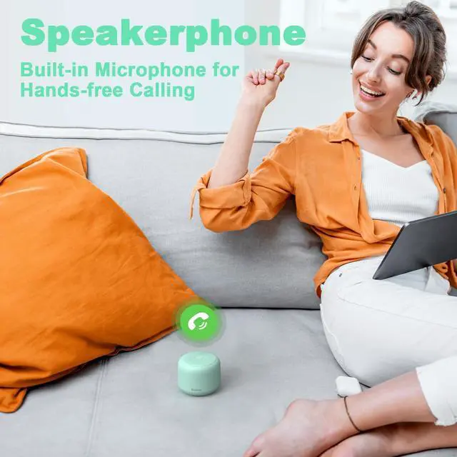 Alt view image 4 of 7 - Bobtot Portable Bluetooth Speakers with Strap Easy to Carry, Wireless IPX5 Waterproof Mini Speaker with Loud Stereo Sound, 20 Hours Playtime, Rechargeable Battery, Built-in Microphone, Green