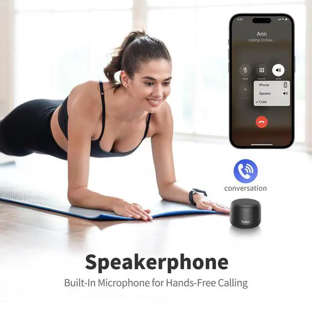Alt view image 4 of 7 - Bobtot Portable Bluetooth Speakers with Strap Easy to Carry, Wireless IPX5 Waterproof Mini Speaker with Loud Stereo Sound, 20 Hours Playtime, Rechargeable Battery, Built-in Microphone, Black