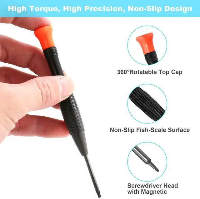 Alt view image 4 of 7 - Precision Screwdriver Set, 25 PCS Small Screwdriver Set Magnetic, with Torx Flathead Phillips Star Pentalobe Y Screwdrivers, ESD Tweezers for Eyeglass Watchmaker Computer PC Electronic Laptop Jewelers