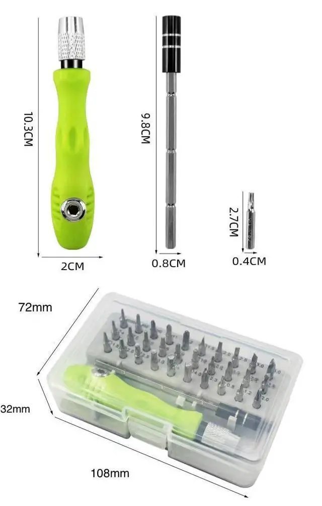 Alt view image 6 of 7 - 32-in-1 Magnetic Precision Screwdriver Set with Star, Torx, Phillips, Slotted, Hex Bits - Mini Repair Tool Kit for Glasses, Laptop, Phone, Watch, Toys