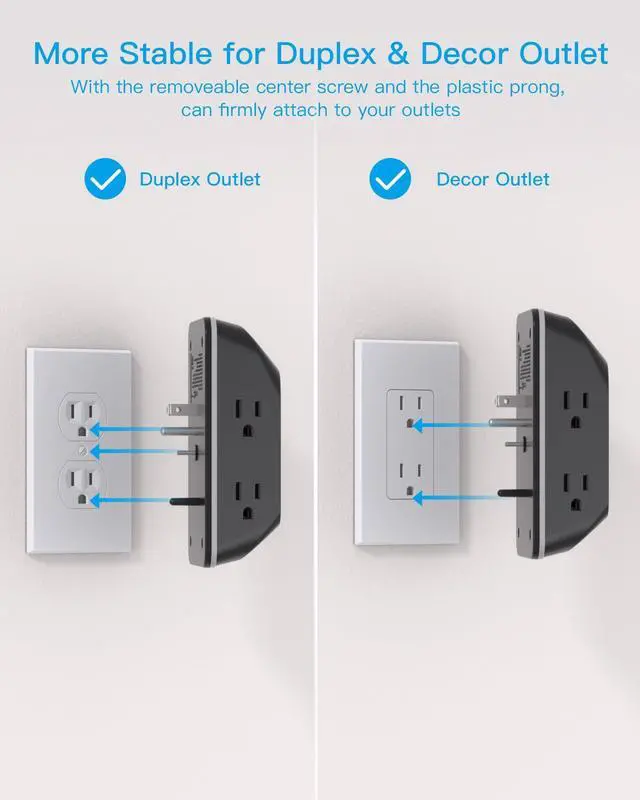 Alt view image 3 of 7 - Black Outlet Extender with Night Light, HANYCONY Multi Plug Outlet, USB Wall Charger Surge Protector 4 USB Charging Port(1USB C), Power Strip Electrical Outlet Splitter Expander for Office Dorm Room