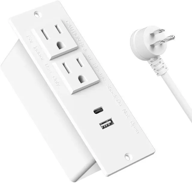 Main image of Conference Recessed Power Strip USB C PD 20W Fast Charging,Furniture Recessed Outlet,2 Outlets,2 USB Ports Table Power Strip,Flush Mount Power Strip for Side Table,6ft Cord,Flat Plug