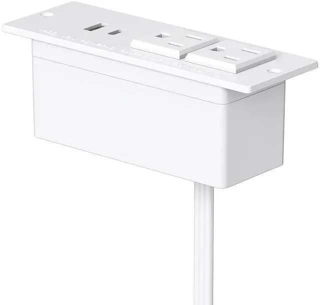 Alt view image 5 of 7 - Conference Recessed Power Strip USB C PD 20W Fast Charging,Furniture Recessed Outlet,2 Outlets,2 USB Ports Table Power Strip,Flush Mount Power Strip for Side Table,6ft Cord,Flat Plug