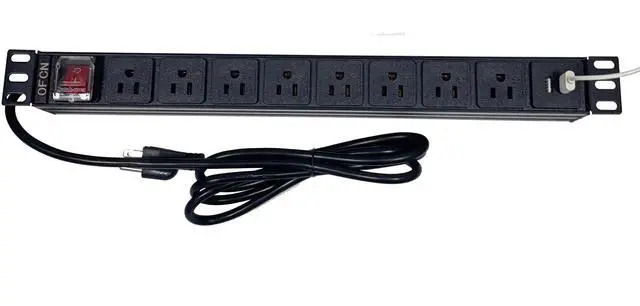 Main image of 8 Outlet PDU with 2 USB Mountable Power Strip, Wall Mount Outlet Power Strip Heavy Duty, Wide Spaced 15A 125V 1875W, 6 FT SJT 14AWG Power Cord 19" 1U Rack Mount PDU Power Strips