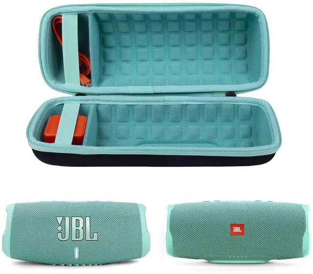 Alt view image 2 of 6 - co2CREA Hard Carrying Case Replacement for JBL Charge 4 / Replacement for JBL Charge 5 Waterproof Portable Bluetooth Speaker (Black Case + Inside Teal)