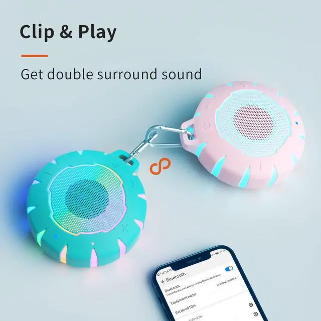 Alt view image 6 of 7 - HEYSONG Waterproof Shower Bluetooth Speaker, Durable & Portable with Clear Sound, Ideal for Shower, Pool, Beach & Kayaking  Great Gift for Girls, Women & Men