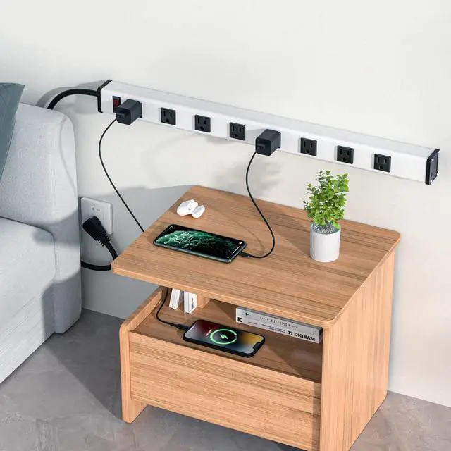 Alt view image 2 of 7 - BERIGTTA 8-Outlet Long Metal Heavy Duty Power Strip - 6FT Cord, 15A/1875W, Wide Spaced Outlets, Mountable for Home, Office, Garage, and Workshop