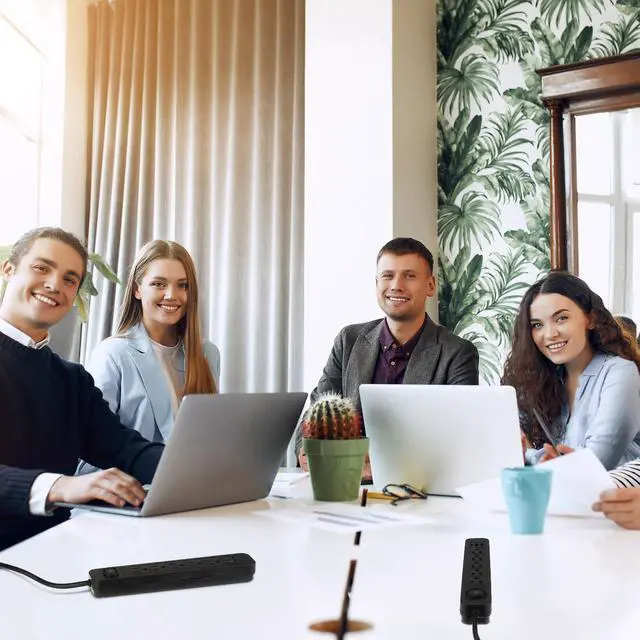 Alt view image 5 of 7 - Kanayu 6 Pieces Power Strip Surge Protector with 5 Ac Outlets and 3 USB Ports, Heavy Duty Extension Cords Plug for Home Office Dorm(4.92 ft,Black)