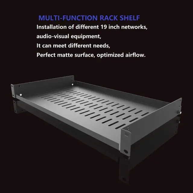Alt view image 2 of 7 - Jingchengmei 1U Disassembled Vented Cantilever Server Rack Mount Shelf 10"(254mm) Depth for 19-Inch Network/AV Equipment Rack and Cabinet(1U10V)
