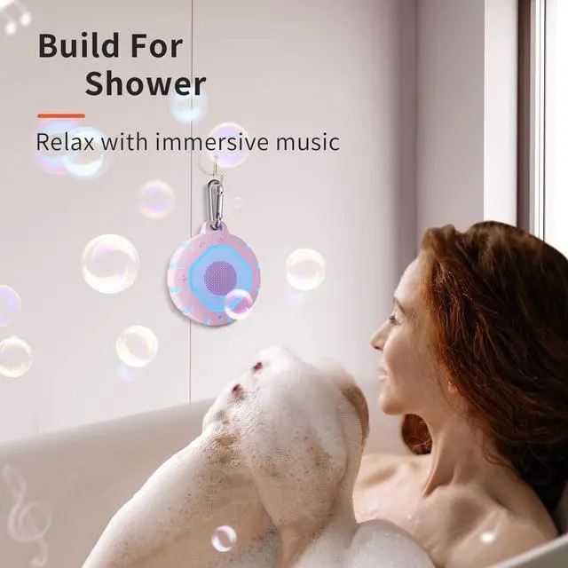Alt view image 2 of 7 - HEYSONG Waterproof Shower Bluetooth Speaker, Durable & Portable with Clear Sound, Ideal for Shower, Pool, Beach & Kayaking  Great Gift for Girls, Women