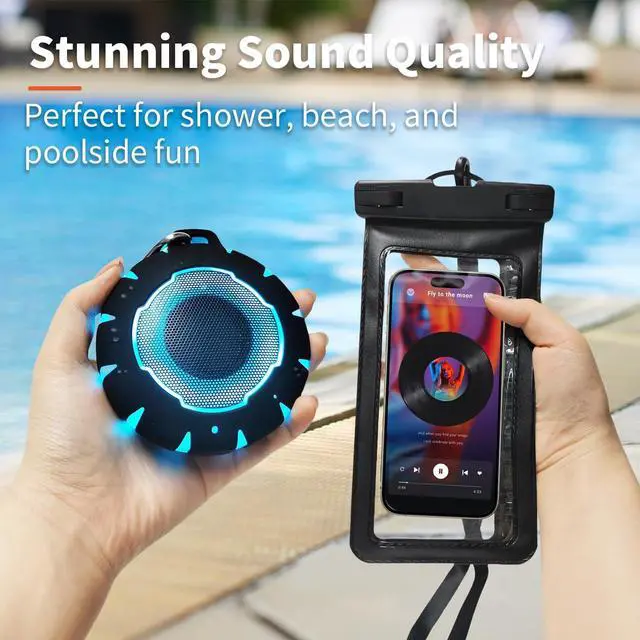 Alt view image 3 of 7 - HEYSONG Bluetooth Shower Speaker + Waterproof Phone Pouch  Rugged & Ready for Any Wet Adventure