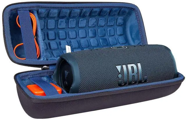 Main image of co2CREA Hard Travel Case Replacement for JBL Charge 4 / Replacement for JBL Charge 5 Waterproof Bluetooth Speaker (Ouside Black and Inside Blue)