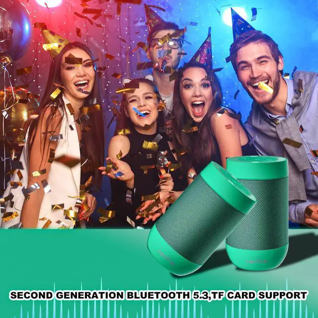 Alt view image 2 of 7 - comiso Bluetooth Speaker with IP65 Waterproof,5.3 Bluetooth,TWS Pairing,Support TF Card,Portable Wireless Speaker for iPhone Samsung and More-Green