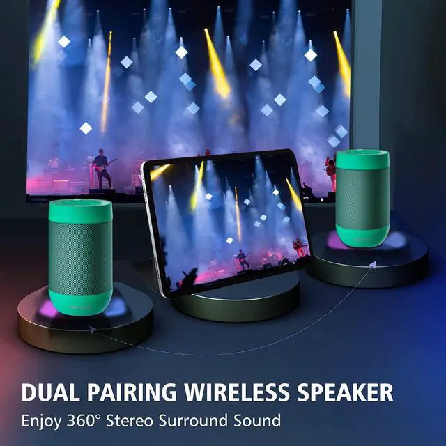Alt view image 5 of 7 - comiso Bluetooth Speaker with IP65 Waterproof,5.3 Bluetooth,TWS Pairing,Support TF Card,Portable Wireless Speaker for iPhone Samsung and More-Green
