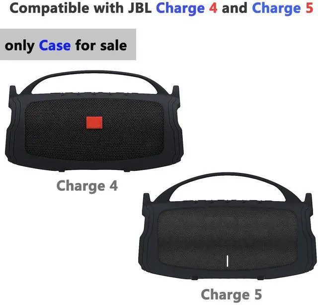 Alt view image 2 of 7 - Silicone Cover Case Compatible with JBL Charge 4/5 Portable Bluetooth Speaker, Soft Skin Sleeve for JBL Charge 4/5 Bluetooth Speaker Accessories (Black Case, NOT for Wi-Fi Version)