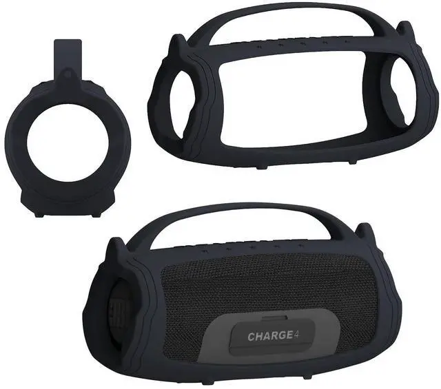 Alt view image 4 of 7 - Silicone Cover Case Compatible with JBL Charge 4/5 Portable Bluetooth Speaker, Soft Skin Sleeve for JBL Charge 4/5 Bluetooth Speaker Accessories (Black Case, NOT for Wi-Fi Version)