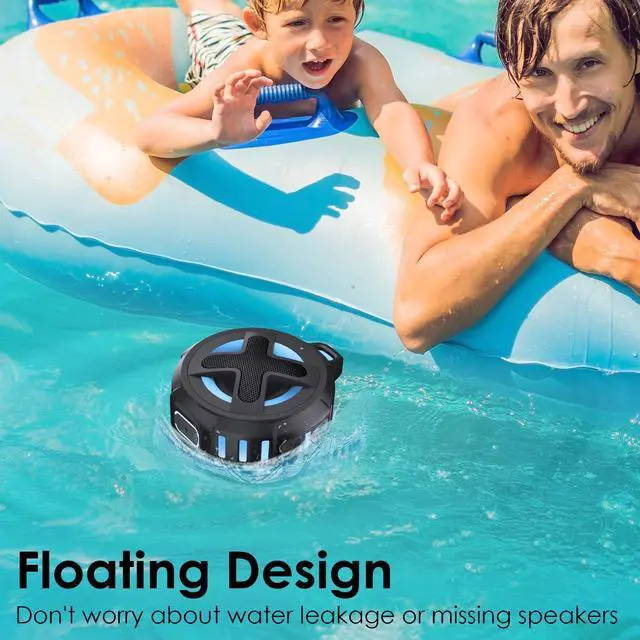 Alt view image 3 of 7 - Upgraded, Portable Bluetooth Speaker, Certified IP67 Waterproof Shower Speaker, Silicone Case, 10W Powerful Bass, 24Hrs Playtime, Small, Floating, RGB Lights, Clip, for Pool Beach Kayak Travel Gifts