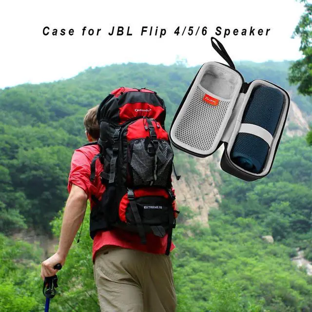 Alt view image 4 of 7 - EVA Hard Case for JBL Flip7/ 6/5 Waterproof Portable Bluetooth Speaker, Fit for JBL Flip 4 Premium Travel Protective Carrying Storage Bag(Grey)