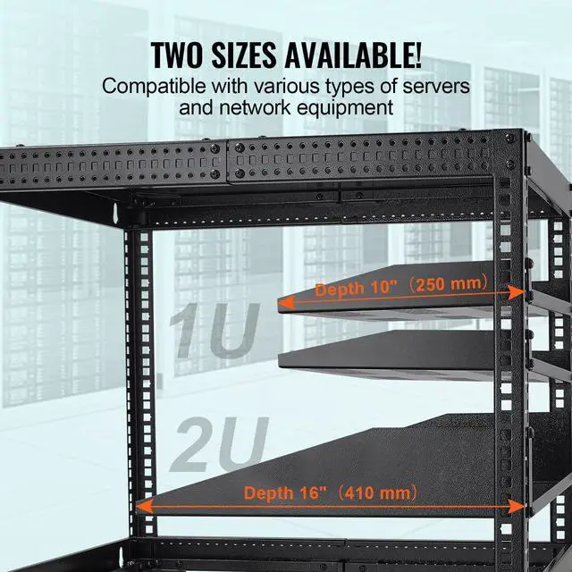 Alt view image 6 of 7 - VEVOR 2PCS 1U Server Rack Shelf, Universal Vented Rack Mount Cantilever Tray for 19 inch Network Equipment Rack & Cabinet, 10" Deep Rack Mount Shelf, Weight Capacity 50 lbs Wall Mount Rack Shelf