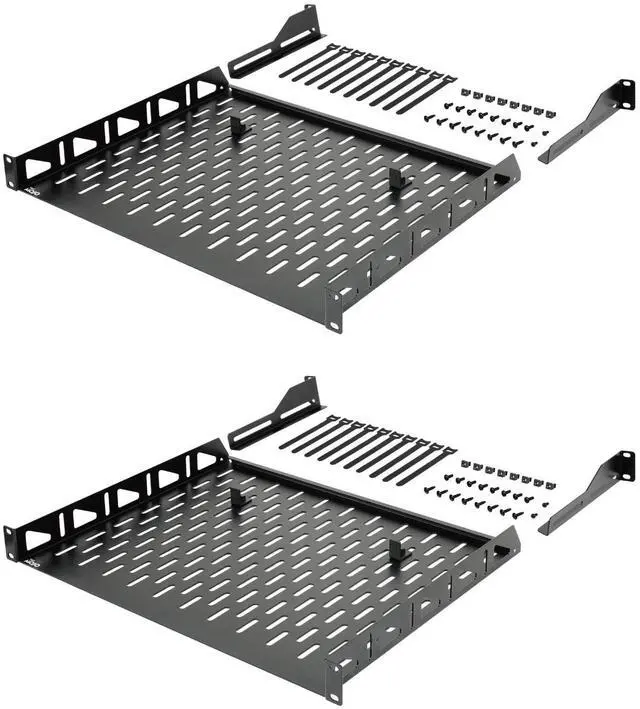 Main image of Tecmojo 1U Rack Shelf, 14 inch Depth, Anti-Slip Stops, Server & Network Shelf for 19 in Equipments, 110lbs Vented Capacity, No Lip (2 Pack)