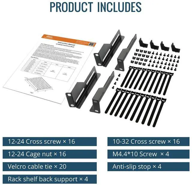 Alt view image 7 of 7 - Tecmojo 1U Rack Shelf, 14 inch Depth, Anti-Slip Stops, Server & Network Shelf for 19 in Equipments, 110lbs Vented Capacity, No Lip (2 Pack)