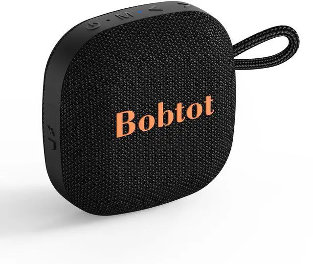 Main image of Bobtot Portable Bluetooth Speakers, Wireless IPX7 Waterproof Mini Speaker with 16H Playtime, Loud Stereo Sound, TWS, Built-in Microphone, Small Size with Lanyard, Black