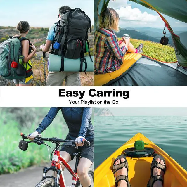 Alt view image 7 of 7 - Bobtot Portable Bluetooth Speakers, Wireless IPX7 Waterproof Mini Speaker with 16H Playtime, Loud Stereo Sound, TWS, Built-in Microphone, Small Size with Lanyard, Black