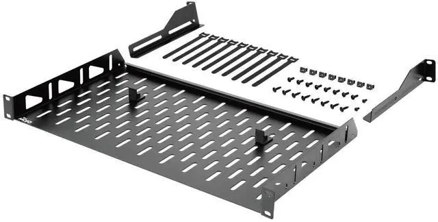 Main image of Tecmojo Server Rack Shelf, 1U Rack Shelf 10in Depth, Network Rack Shelf with Anti-Slip Stops, 110lbs Weight Capacity of Vented Rack Mount Shelf for Data/AV/IT/Audio Racks, with Lip, Black