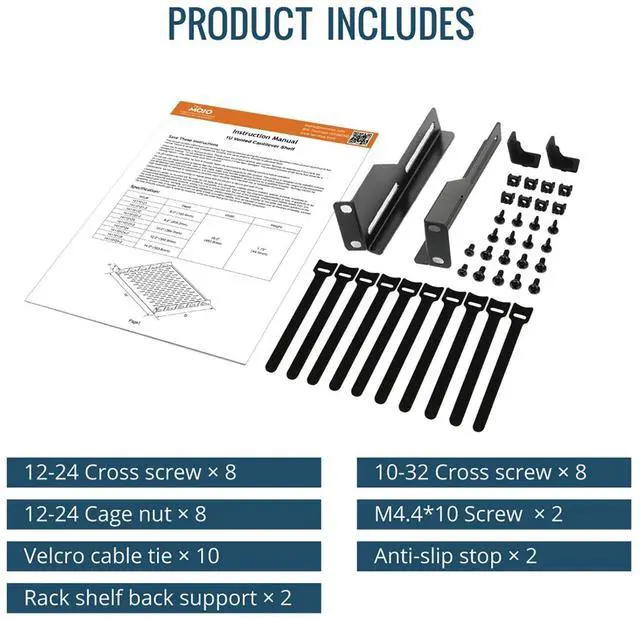 Alt view image 7 of 7 - Tecmojo Server Rack Shelf, 1U Rack Shelf 10in Depth, Network Rack Shelf with Anti-Slip Stops, 110lbs Weight Capacity of Vented Rack Mount Shelf for Data/AV/IT/Audio Racks, with Lip, Black
