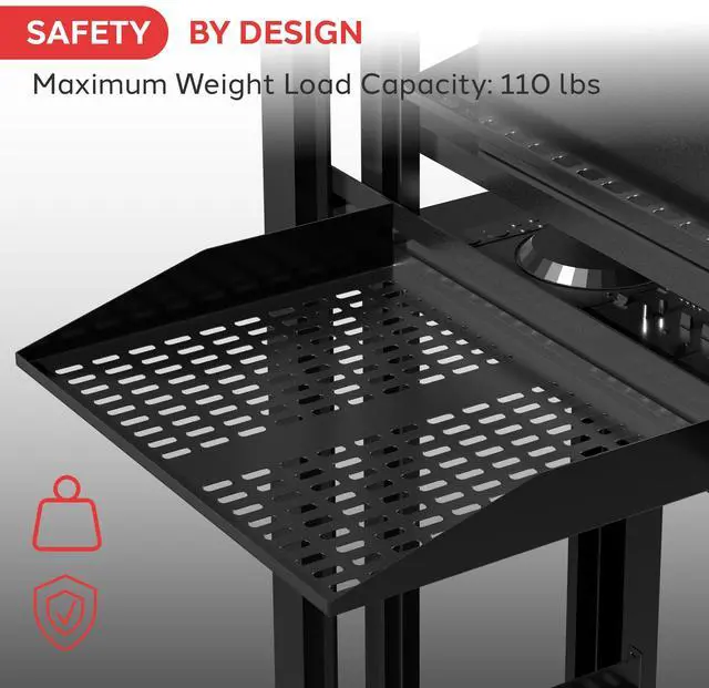 Alt view image 3 of 7 - Pyle 19-Inch 1U+2U Server Rack Shelves - Universal Mounting Tray for Computer Racks & Cabinets, Wall Mount Compatible, Ventilated Design for Air Circulation, Black Computer Case,110lbs Weight Capacity