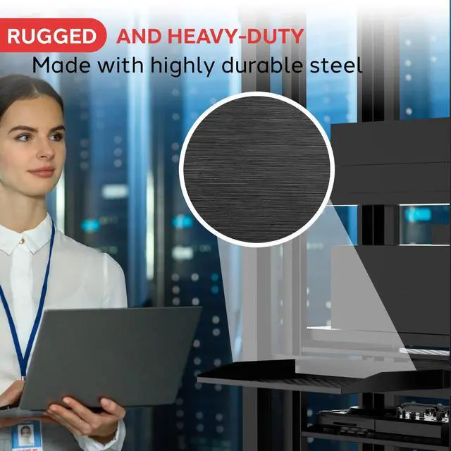 Alt view image 5 of 7 - Pyle 19-Inch 1U+2U Server Rack Shelves - Universal Mounting Tray for Computer Racks & Cabinets, Wall Mount Compatible, Ventilated Design for Air Circulation, Black Computer Case,110lbs Weight Capacity