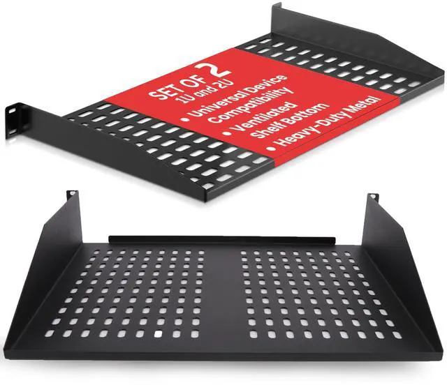 Main image of Pyle 19-Inch 1U+2U Server Rack Shelves - Universal Mounting Tray for Computer Racks & Cabinets, Wall Mount Compatible, Ventilated Design for Air Circulation, Black Computer Case,110lbs Weight Capacity